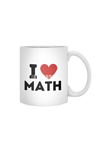Fizello I Love Math Simple Heart Design White Mug, Gift, Dowry, Presentation Holder