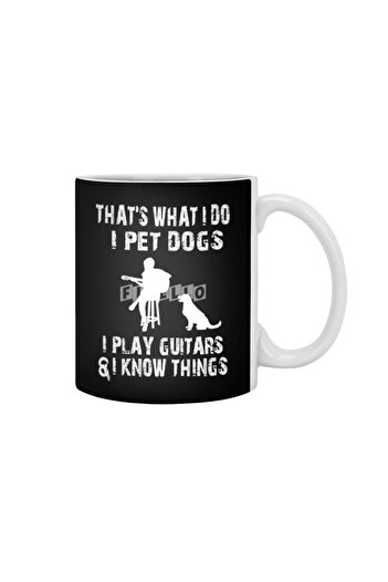 Fizello كوب أبيض من What I Do I Pet Dogs I Play Guitars، هدية، مهر، حامل عرض