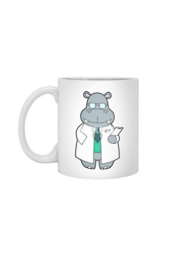 Fizello Hippo As Doctor With Smock White Mug, Gift, Dowry, For Serving
