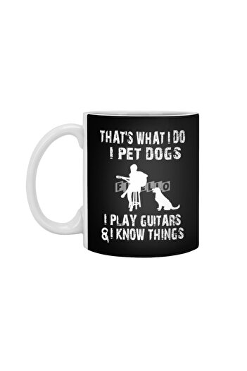 Fizello كوب أبيض من What I Do I Pet Dogs I Play Guitars، هدية، مهر، حامل عرض