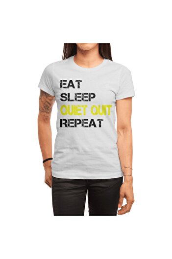 Fizello Тенденція «тихого звільнення» - унісекс футболка Beyaz Eat Sleep Repeat