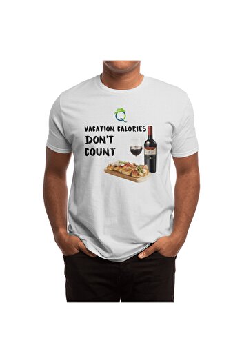 Fizello Wine Lover - Чоловічий та жіночий білий футболка, Vacation Calories Don't Count Unisex T-shirt