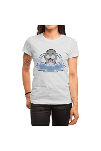Fizello Чоловічий та жіночий білий футболка - Seal In Water Unisex T-shirt