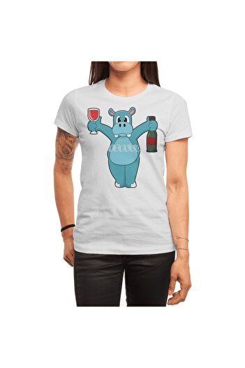 Fizello Hippo - Men's and Women's White T-Shirt, Unisex, Shadow Vinyle Design