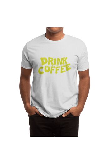 Fizello Чоловічий та жіночий білий футболка - Drink Coffee Typography Unisex T-shirt