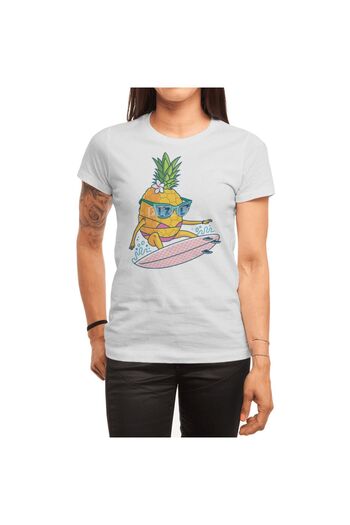 Fizello Біла унісекс футболка для чоловіків та жінок - дизайн Pointy Break Pineapple