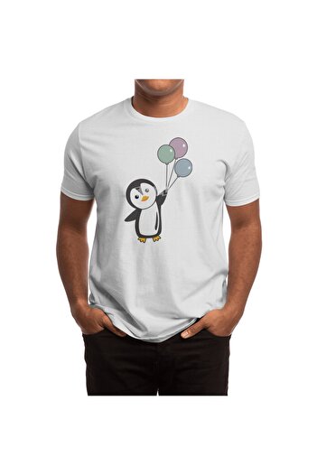 Fizello Чоловічий та жіночий білий футболка - Pinggin Fly Up with Balloons Unisex футболка