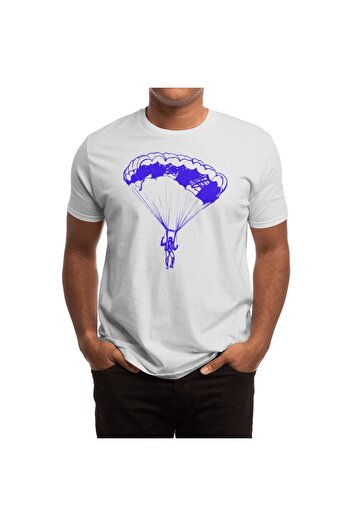 Fizello Unisex White Skydive T-Shirt for Men and Women - Freefly, Parachute, Flying T-Shirt