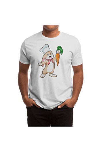 Fizello Чоловічий та жіночий футболки - Rabbit as Cook with Carrot Unisex Біла футболка
