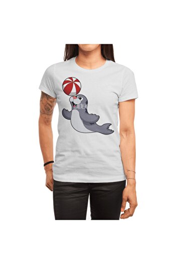 Fizello Чоловічий та жіночий поло-футболка - Seal With Water, унісекс біла футболка