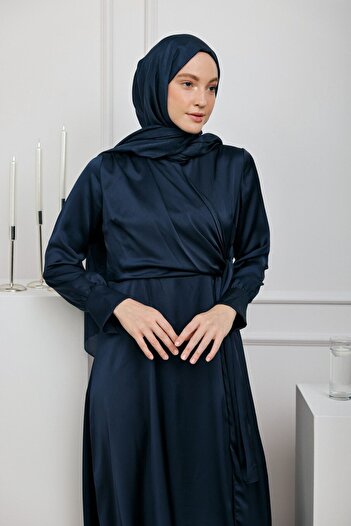 Modakaşmir Σάλι Σειρά Μονόγραμμα Μπλε Navy Blue