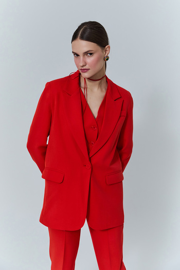 Quzu Red Blazer Jacket