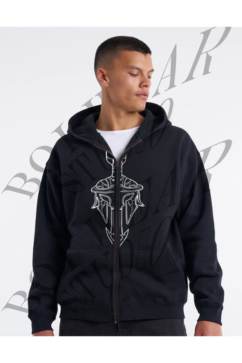 Boi Τυπωμένο σχέδιο Gladio Warrior - Unisex Oversize Hooded Μαύρη ζακέτα