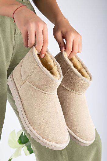 Reyonda ayakkabı Νέα σεζόν Γκρι Suede Mini Boots Γυναικεία παπούτσια με γούνινη επένδυση