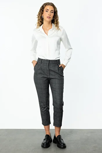 Ekol Patterned Pipe Leg Trousers 1085-24K