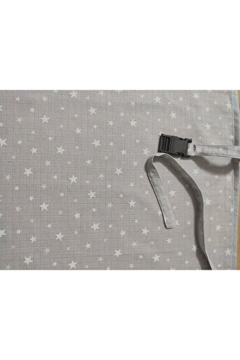 BeybiNest Balenli Müslin Emzirme Önlüğü 100x90 Cm Ayarlanabilir Boy Gri Yıldızlar Emzirme Örtüsü