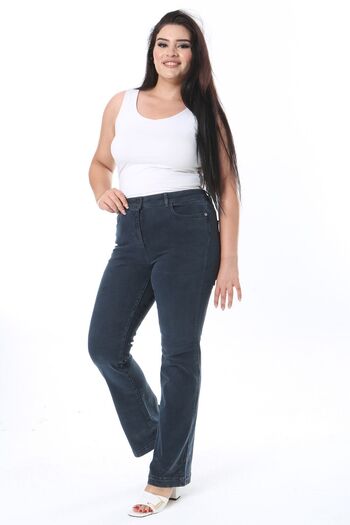 Şans Navy Blue High Waist Lycra Jeans - Large Size, 5 Pockets, 65N38306