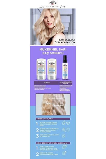 Palette Schwarzkopf Küllü SarıTurunculaşma Karşıtı Saç Toneri Küllü Sarı