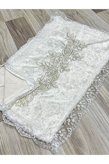 AYHANHOME Fransız Güpürlü Kadife Bohça Söz Nişan Hurcu Çeyizlik 3'lü Set