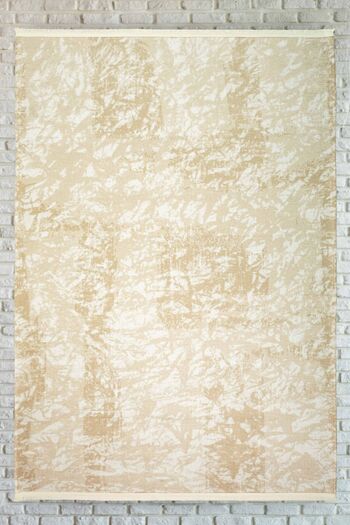 Oriente Home Abstract Patterned Cream Washable Non-Slip Chenille Hallway Living Room Kitchen Carpet 7827