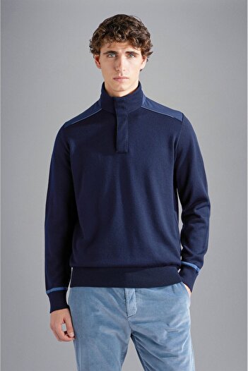 PAUL&SHARK MEN'S ZIPPED PULLOVER C.WWOOL