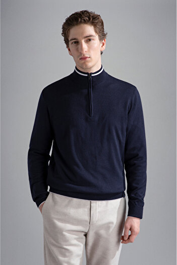 PAUL&SHARK MEN'S ZIPPED PULLOVER C.WWOOL