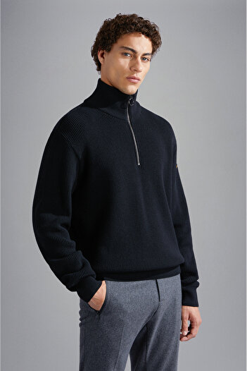 PAUL&SHARK MEN'S ZIPPED PULLOVER C.W. WOOL
