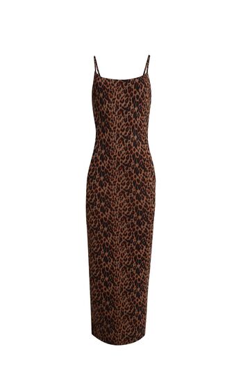 La Sarta Brown leopard Print - Genova Soft Touch Gathering Strap Dress