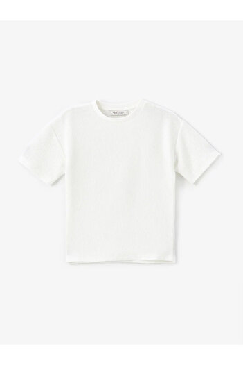 LC Waikiki Lcw Vision Ecru - Crew Neck Short Sleeve Boy's T-shirt