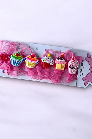 TAKIŞTIR Pink Color Children's Hair Band with Cake Figure