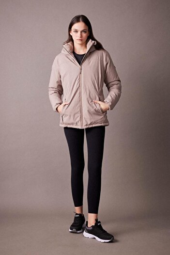 DeFacto Waterproof Fit down Jacket - Slim Fit, Hood, Fleece Lined and Zip-Up