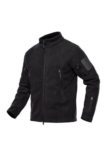 LYNX TACTİCAL Men's Tactical Plain Coat 5-Pocket Black Fleece Top