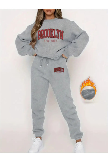 Apparelix Σετ γυναικεία φόρμα με στάμπα Brooklyn - Crew Neck