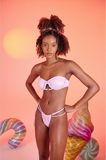 HOLLY LOLLY Premium Shiny Fabric - Pink Mia Bikini Bottom