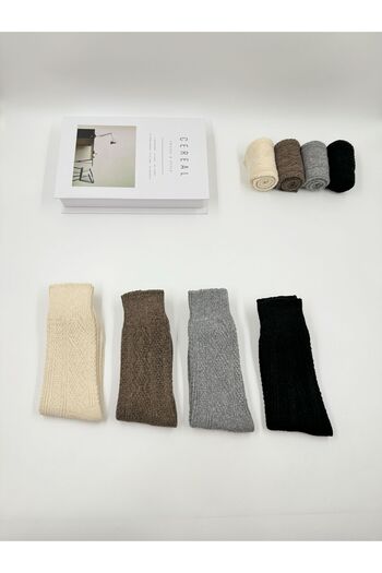 izaycollection Unisex 4' Κάλτσες από μαλλί με ανάγλυφο σχέδιο - Προσωπικό