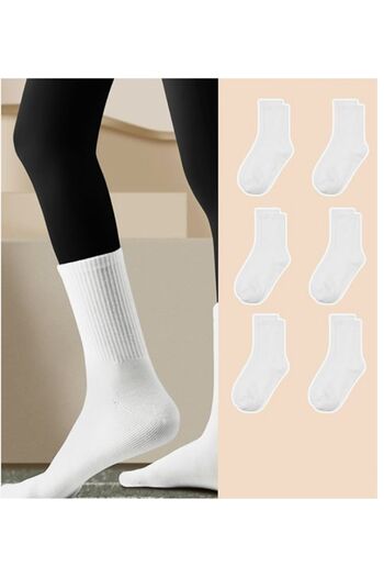 socksbox Бели унисекс чорапи за тенис - обикновени без шарки, 6 чифта