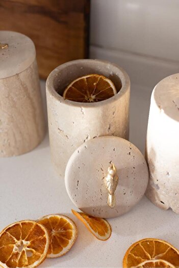 Akayev Travertine Marble Bird - Spice Bowl