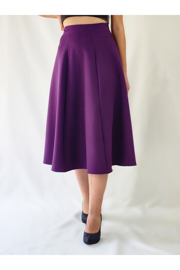 YAXİ Women's Purple Six Pieces Woven Maxi Bell Skirt