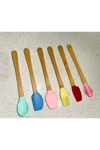 AYGÖREN HOME Set of 6 Bamboo Color Spatulas