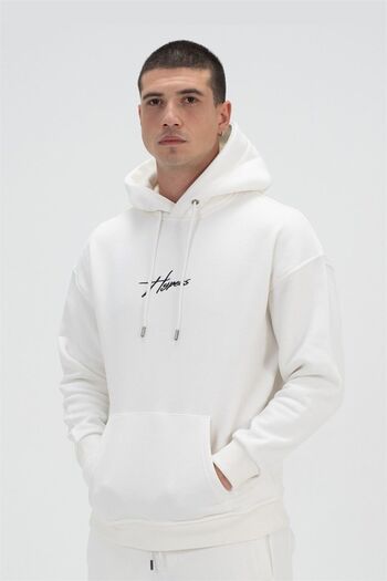 HYPERS Signature Ecru Hooded Oversize Sweatshirt