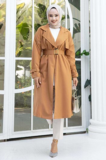 EBRUTESETTÜR Trench Coat with Mobile Belt Adjustable Sleeves