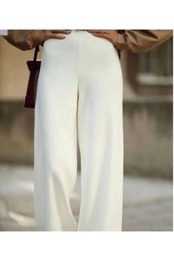 Elit Butik Women's Steel Knitwear Cream Trousers