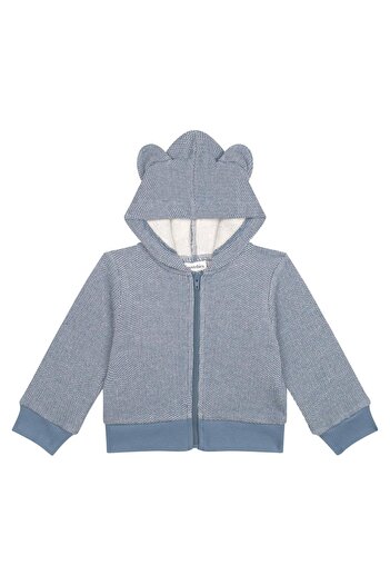 Antebies Mavi Futter Ayı Kulaklı Sweatshirt Pantolon Set