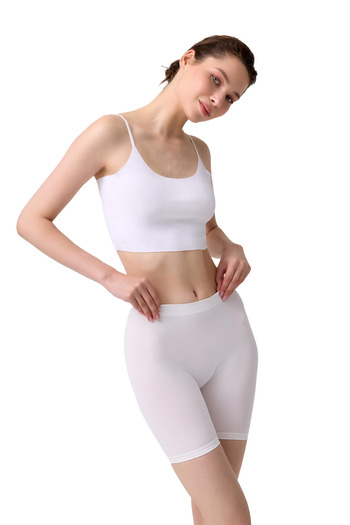 Cottonhill Premium - Women's White Ultra-Comfortable Seamless High Waist Long Leg Boxer
