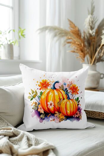 Evmila Pumpkin Pattern Velvet Throw Pillow Cover - Autumn Themed, Double Sided Printed, Zippered, 43X43 cm