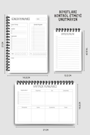 Eldesen Tasarım Planning Set of 3 - Daily and Weekly Planner, To-Do List, Academic Agenda