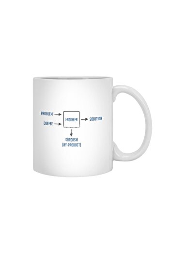 Fizello كوب باللون الأبيض من Engineering Sarcasm By-Product، هدية، مهر، حامل عرض