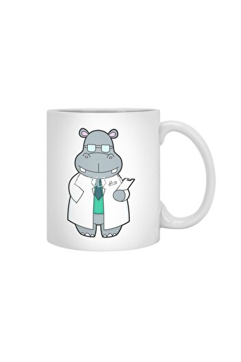 Fizello Hippo As Doctor With Smock White Mug, Gift, Dowry, For Serving