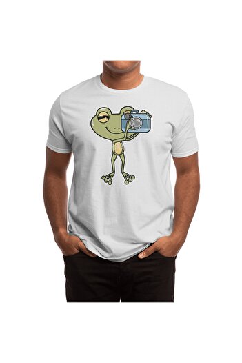 Fizello Frog Photographer with Camera - Unisex White T-Shirt