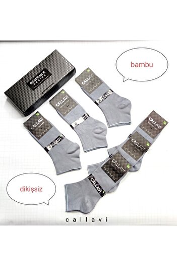 CALLAVI Dikişsiz bambu erkek patik kutulu 6 çift